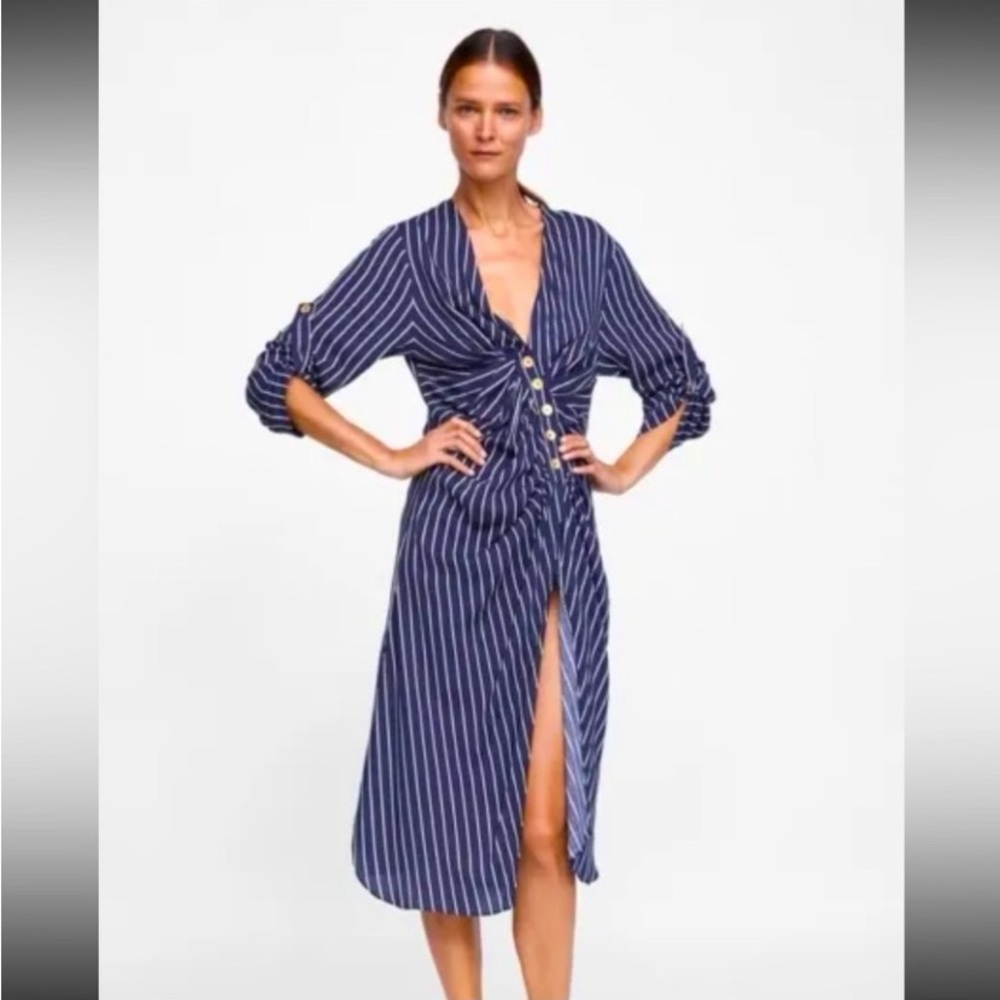 NWT Zara Striped Tunic Button Detail Dress 7542/694/401